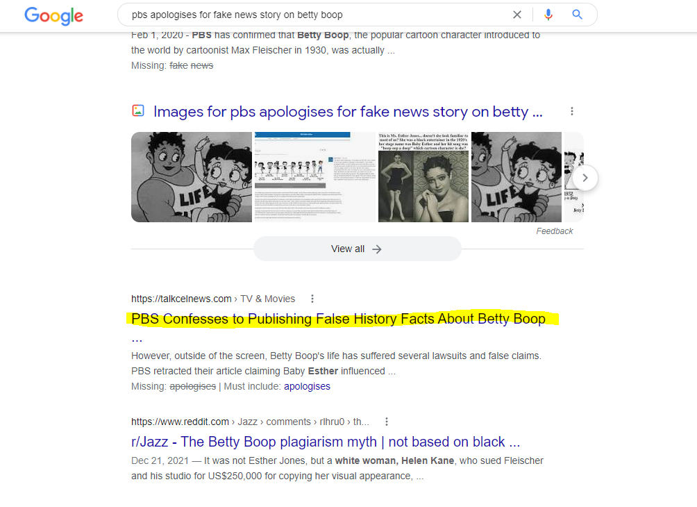 PBS Apologize For Misleading Betty Boop Story