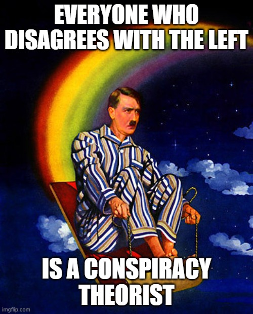 Everyone who Disagrees with the left is a Conspiracy Theorist MEME